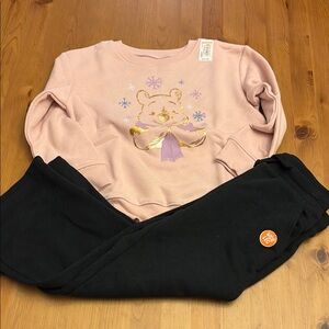 Black Matching Sweatpants Set with cozy Winnie the Pooh sweatshirt